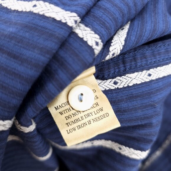 NWT TRUE GRIT Button Down Shirt Blue Striped Southwestern 100% Cotton MEDIUM - Picture 6 of 6